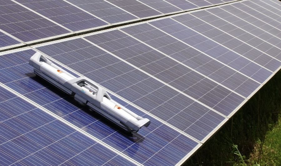IFBOT X3 on a tilted solar panel